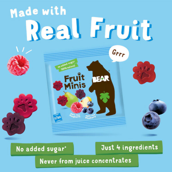 BEAR Mini snack a base di vera frutta - lampone/mirtillo