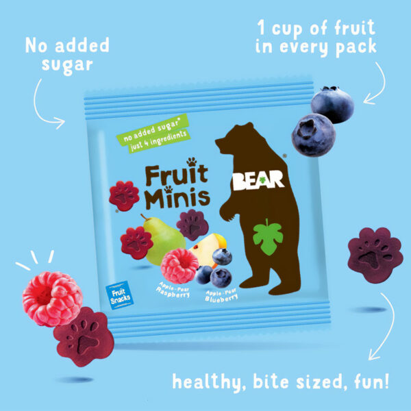 BEAR Mini snack a base di vera frutta - lampone/mirtillo